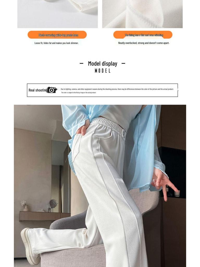 2024 Plus Size Fleece-Lined High Waist Wide Leg Pants for Women - Slimming Casual Autumn Winter Wear