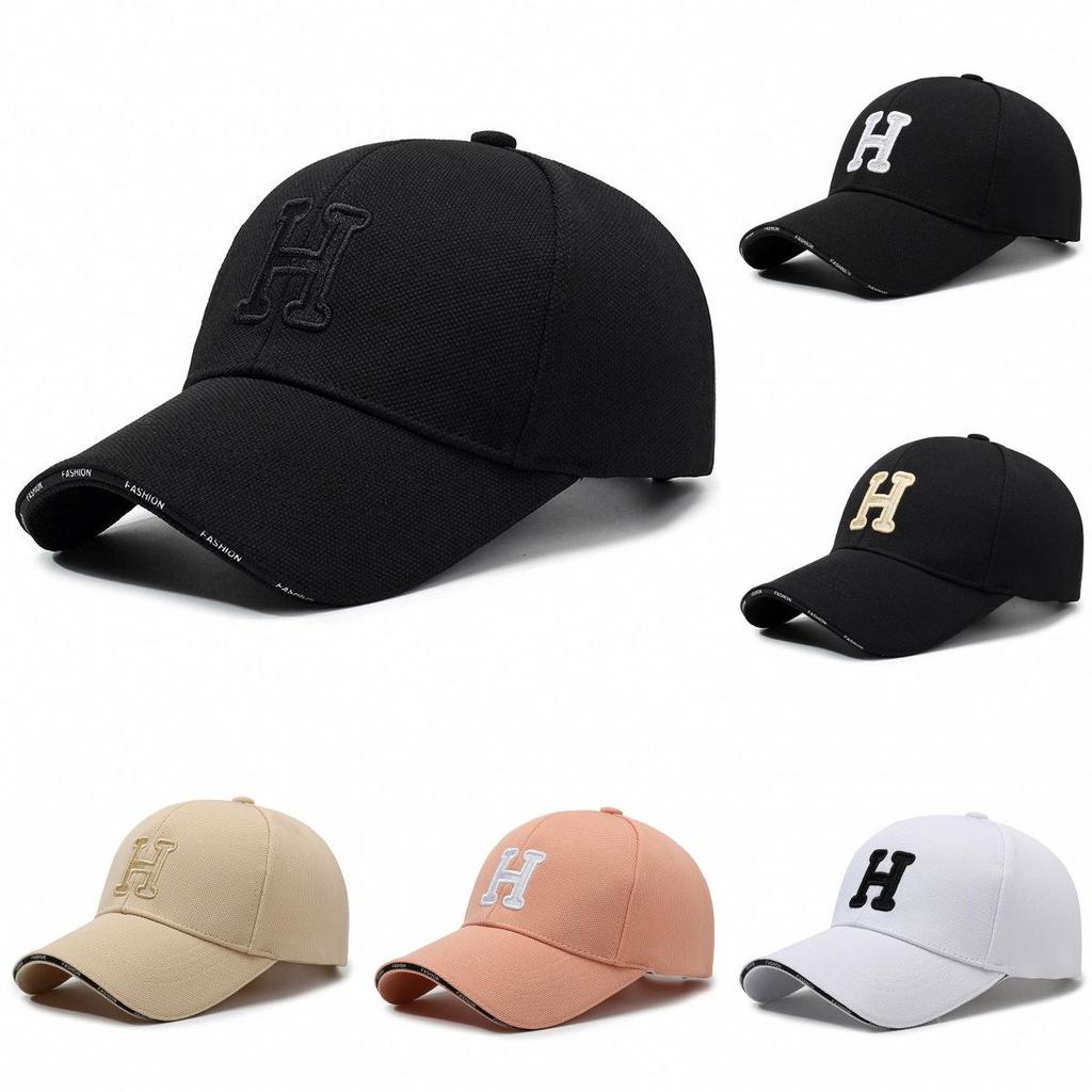 H Letter Embroidery Baseball Cap Outdoors Breathable Sun Protection Peaked Hat