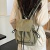 Schoolbag Small Fresh and Fashionable Drawstring Backpack for Girls Large Capacity Lightweight Travel Backpack for Boys Simple Solid Color Schoolbag