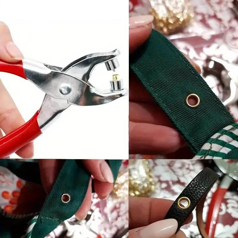 Pince à œillets Chaussures et Ceintures Outil Perforateur Poseur d'œillets Kit Boutons Pression pour Vêtements Cuir Tissu Bracelets de Montre (Comprend des boutons-pression de 4 mm)