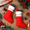 14.17 Inch Double Sided Red Velvet Christmas Stocking with Gold Trim Hanging Bag Tree Ornament Party Holiday Festive Decoration