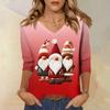 3/4 Sleeve Shirts For Women Print Christmas Tees Blouses Casual Plus Size Basic Tops Pullover