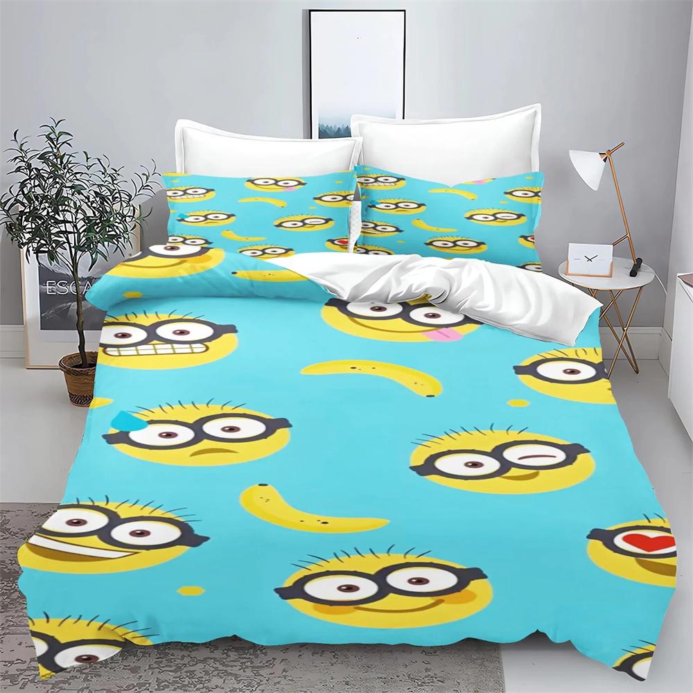 Gru-Mark M-Minions Bedding Set Cartoon Anime Set Adult Kid Bedroom Duvet Cover Sets 3D Print Kawaii Anime Home Textileextile