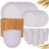 Rice Husk Disposable Tableware Set - Food Grade, High Temperature Resistant Bowls, Plates, and Chopsticks.