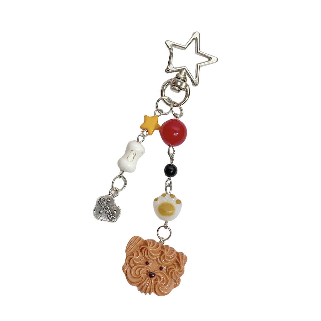 Resin Dog Beaded Keychain Hanging Accessory for Cameras and Phones Versatile Bag Pendant Wallet Decoration for Women