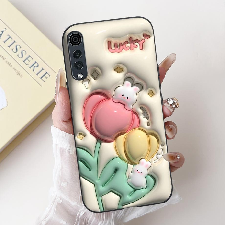 For LG Velvet 4G 5G UW Phone Case Velvet LM-G900 Back Cover Soft Matte Silicone Slim Fundas Lovely Panda Rabbit Flower Cartoon