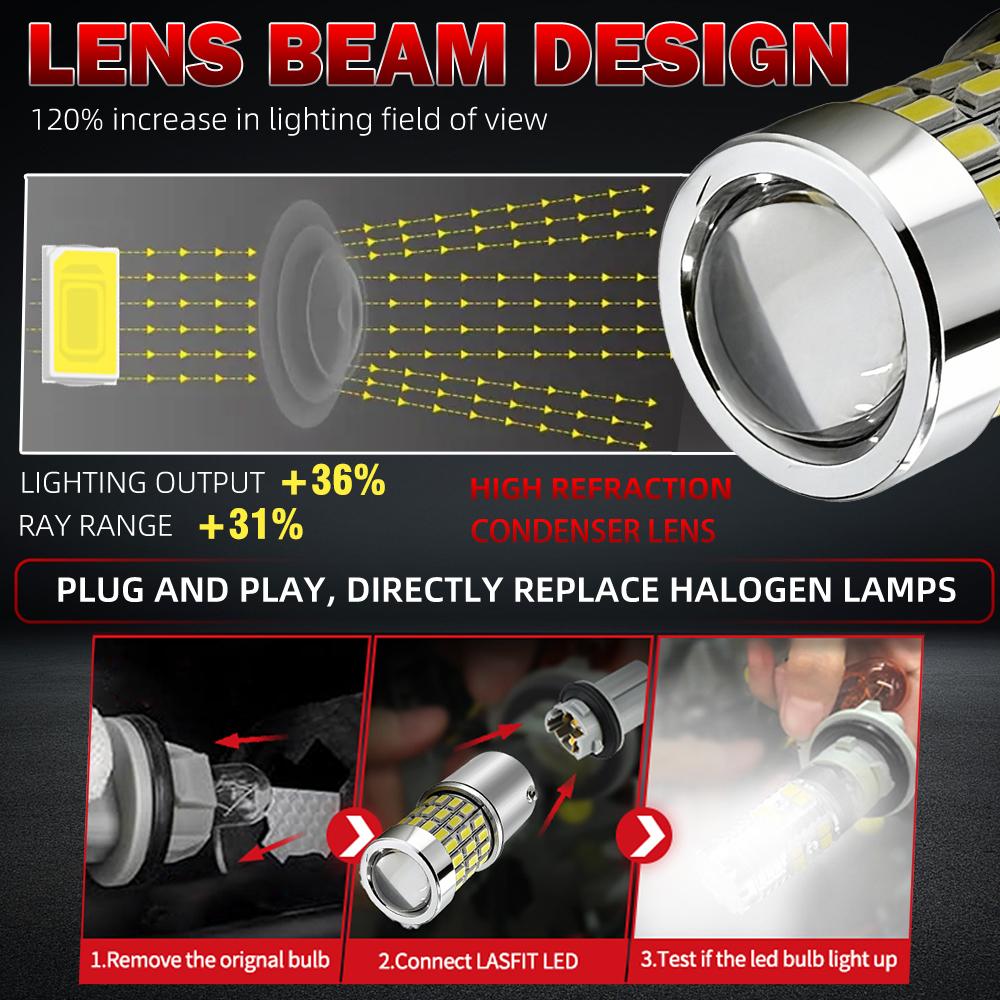 2PCS BA15S 1156 P21W LED Daytime Running Light Bulbs No Hyper Flash Canbus DRLs Car Headlamp City Lamp