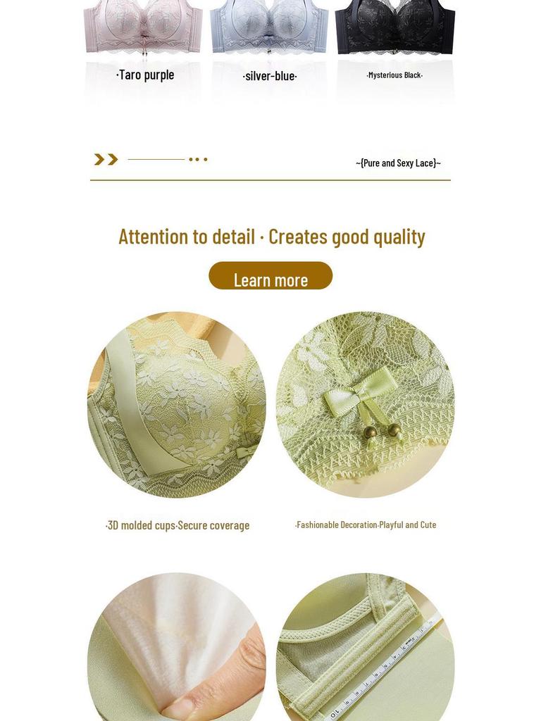 Luxuriöser Damen-Bügelloser Spitzen-BH mit Seitenstütze und Anti-Hänge-Funktion