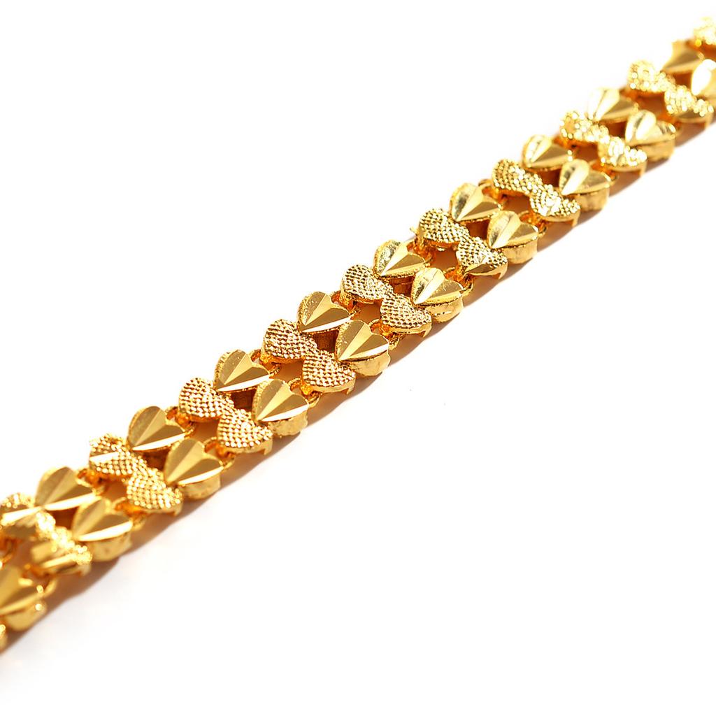 Luxury 24K 9999 Pure Gold Natural Simple Ethnic Car Flower Heart-shaped Retro Women's Bracelet