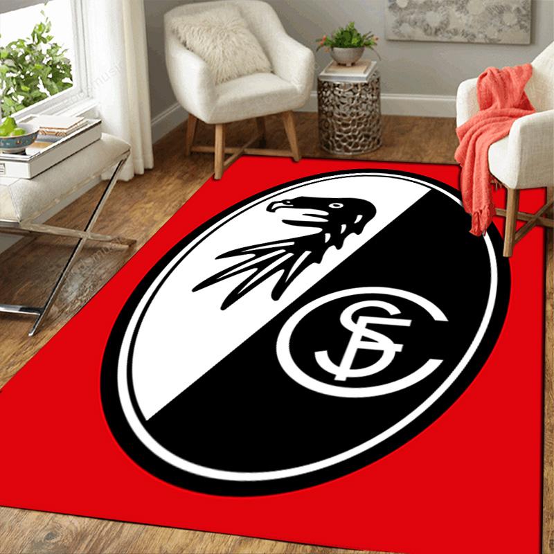 SC Freiburg Pattern Rug Floor Mat for Living Room or Bedroom Soft and Comfortable Carpet a Gift for Birthday and Holiday.