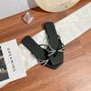 Yuanlitong summer new flat sandals women's rhinestone sparkling thin strap open-toed square head slippers sexy outer sandals