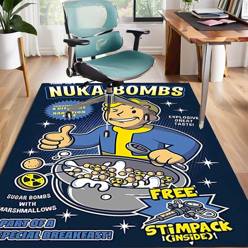 1pc NUKA-BOMBS Fallout1 Design Area Rug - Non-Slip, Soft & Cozy Floor Mat for Living Room, Bedroom, Office - Indoor/Outdoor Decorative Carpet
