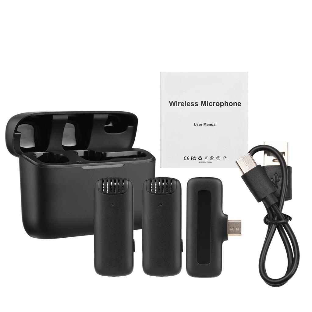 Portable One Trigger Two Wireless Microphone System with 1 Receiver & 2 Clip on Microphone 20M Transmission Range Built