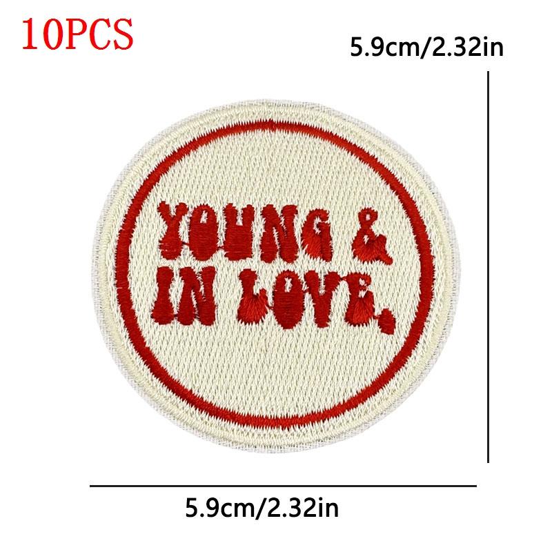 10PCS/Lot Wholesale Black Red Patches Heart Start Iron On Patches For Clithing Love Lip Embroidery Patches On Jeans Accessories