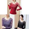 Lace Long Sleeve T Shirt With Mesh Fabric For Womens Elegant Office Wear