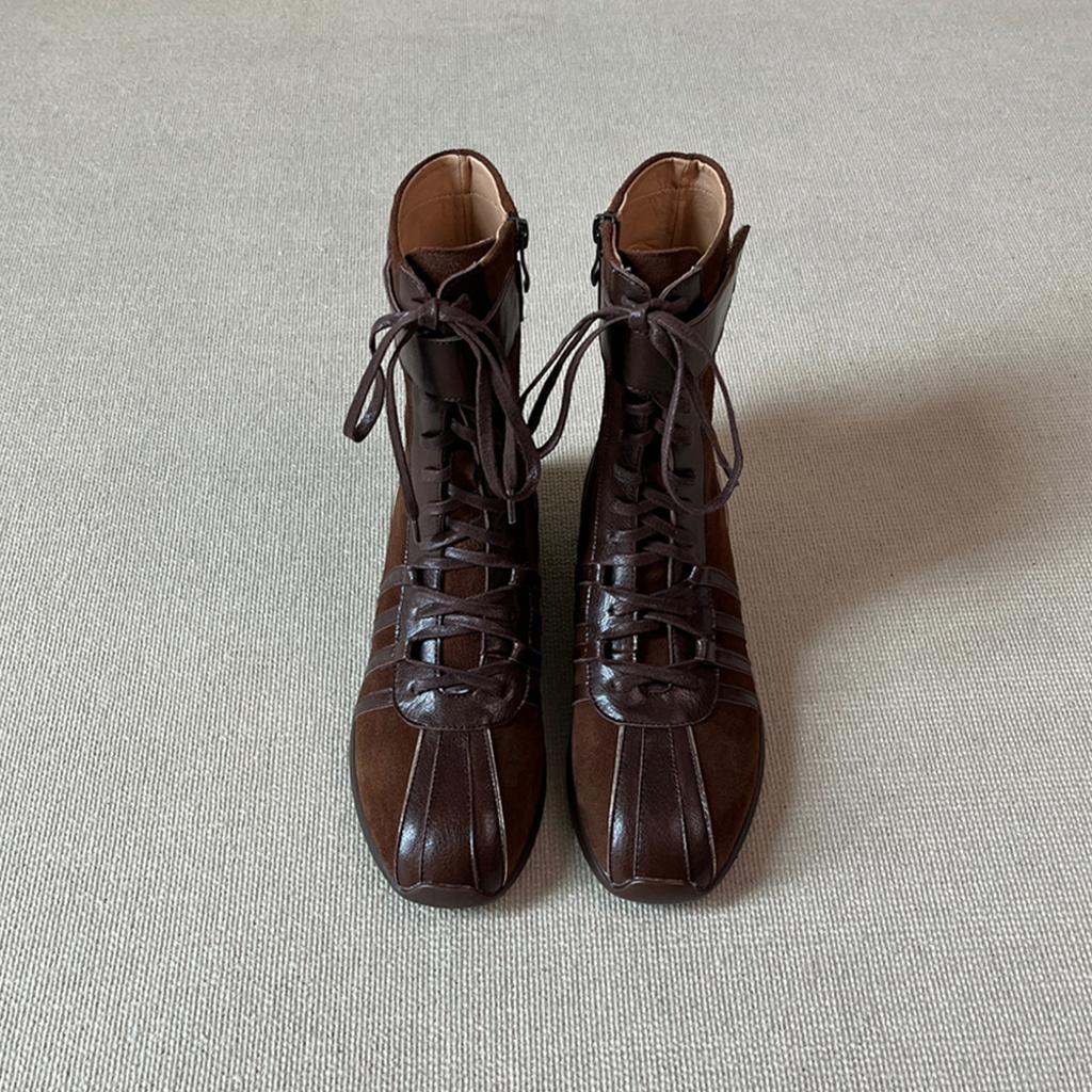 Cowhide version~ Korean version of niche design ballet leather Martin boots women's new versatile retro platform short boots