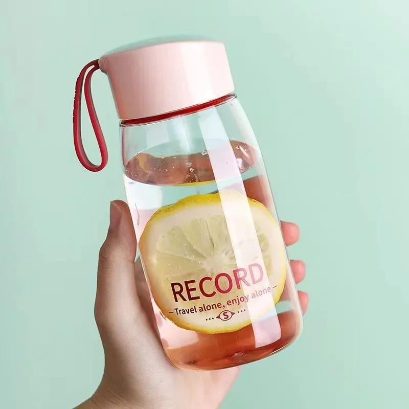 380ml Plastic Water Bottle Portable Cup Transparent Bottle Outdoor Sports Water Cup Student Portable Cup