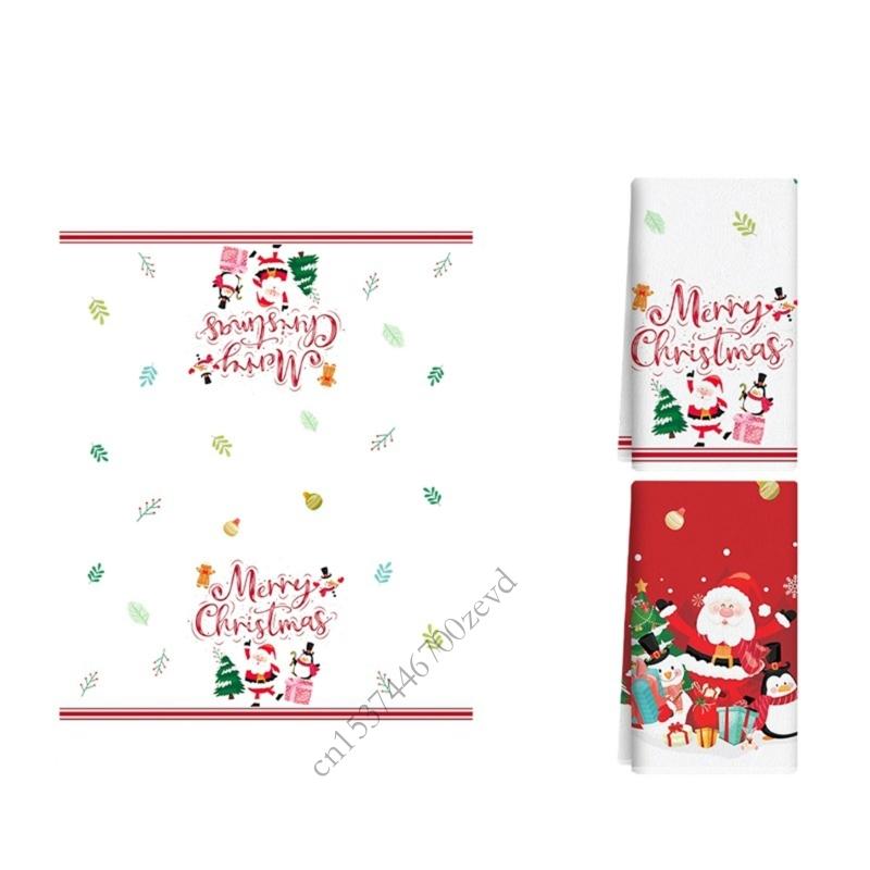 Festival Holiday Dish Towels Soft Absorbent Polyester Cloths Kitchen Towel For Christmas Decoration And Kitchen Cleaning P9YB