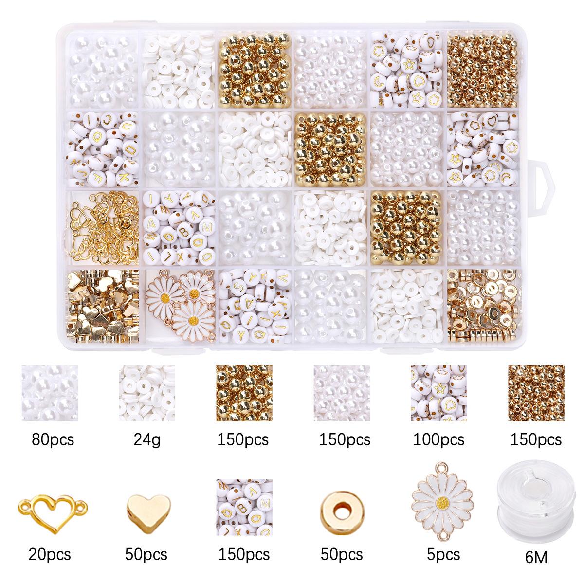 24 Grid Pearl Soft Pottery Letter Bead Accessories Set Box Handmade Diy Bracelet Necklace Creative Beads