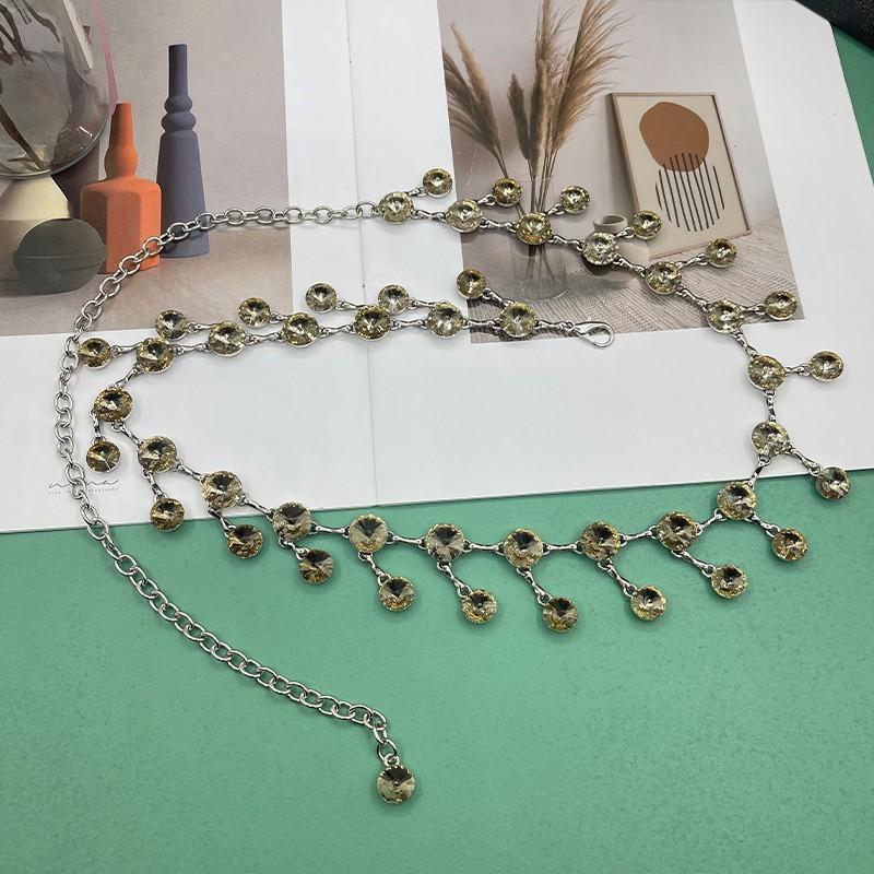 Modern Belly Dance Waist Chain With Water Crystal Dangle For Women