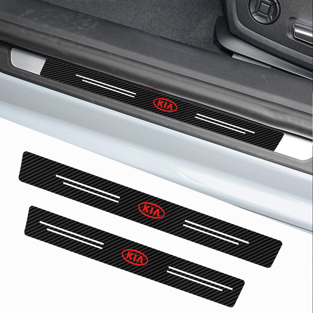 New 4Pcs Car Door Sill Threshold Protector Stickers Accessories For Kia Pegas Sorento Soul Cerato Sportage Ceed Niro Borrego K5