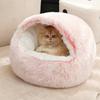 Pet Supplies Semi-enclosed Warm Plush Shell Nest Winter Semi-enclosed Dog Nest Cat Nest Mat Removable and Washable Round Nest Pet Bed