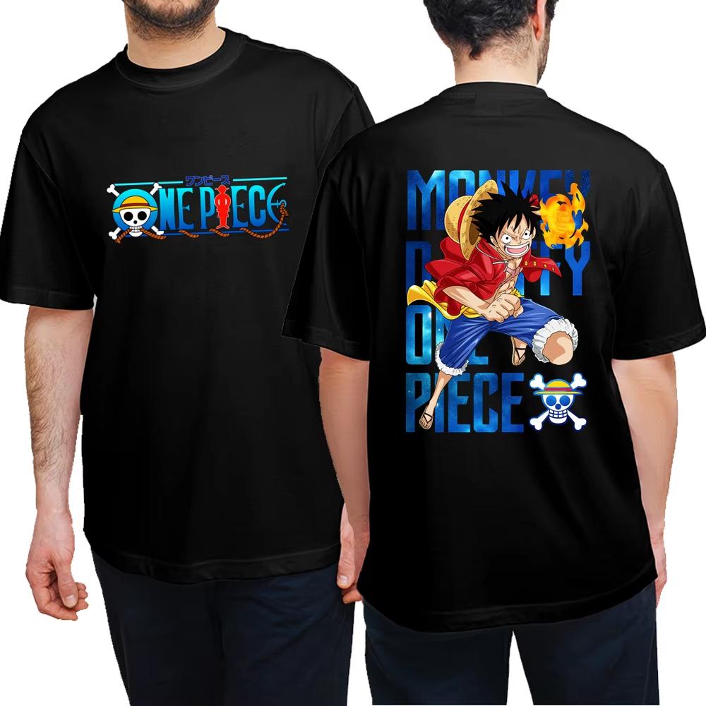 2025 ONE PIECE Animation Cut Fun Printing Summer Men and Women Pure Cotton T-shirt Street Casual Comfortable Trend T-shirt