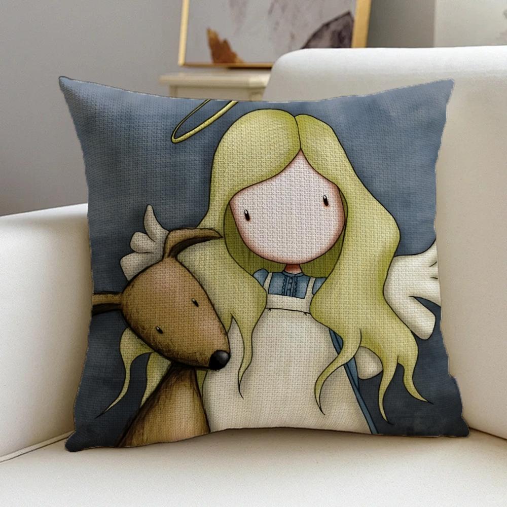 S-Santoro Gorjuss Cushion Cover Cushion Cover Pillowcase, Anti-Mite Invisible Zipper, Linen Sofa Cushion