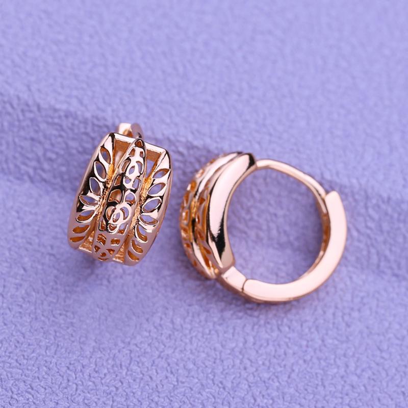 LSOOYH Clip øredobber Rose gull farge mote øredobber for kvinner geometri hule stud øredobber smykker