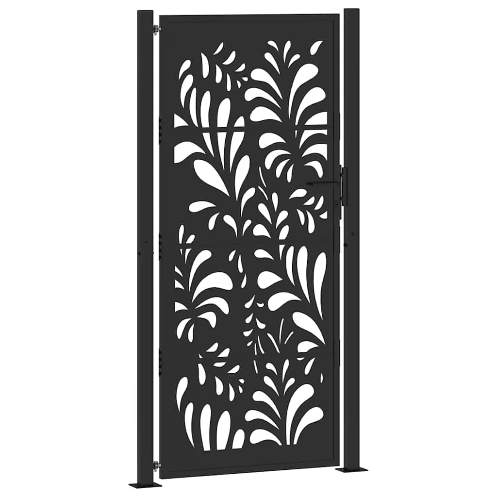 Gartentor Schwarz 100x200 cm Stahl Wellendesign
