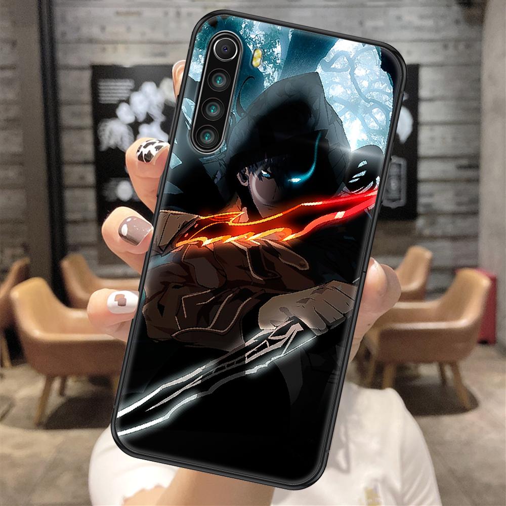 Anime Solo Leveling Telefonkasten für Xiaomi Redmi Note 7 8 9 10 7A 8T 9A 9T 9S 10S Pro schwarz Mode Funda Malerei Cover weich
