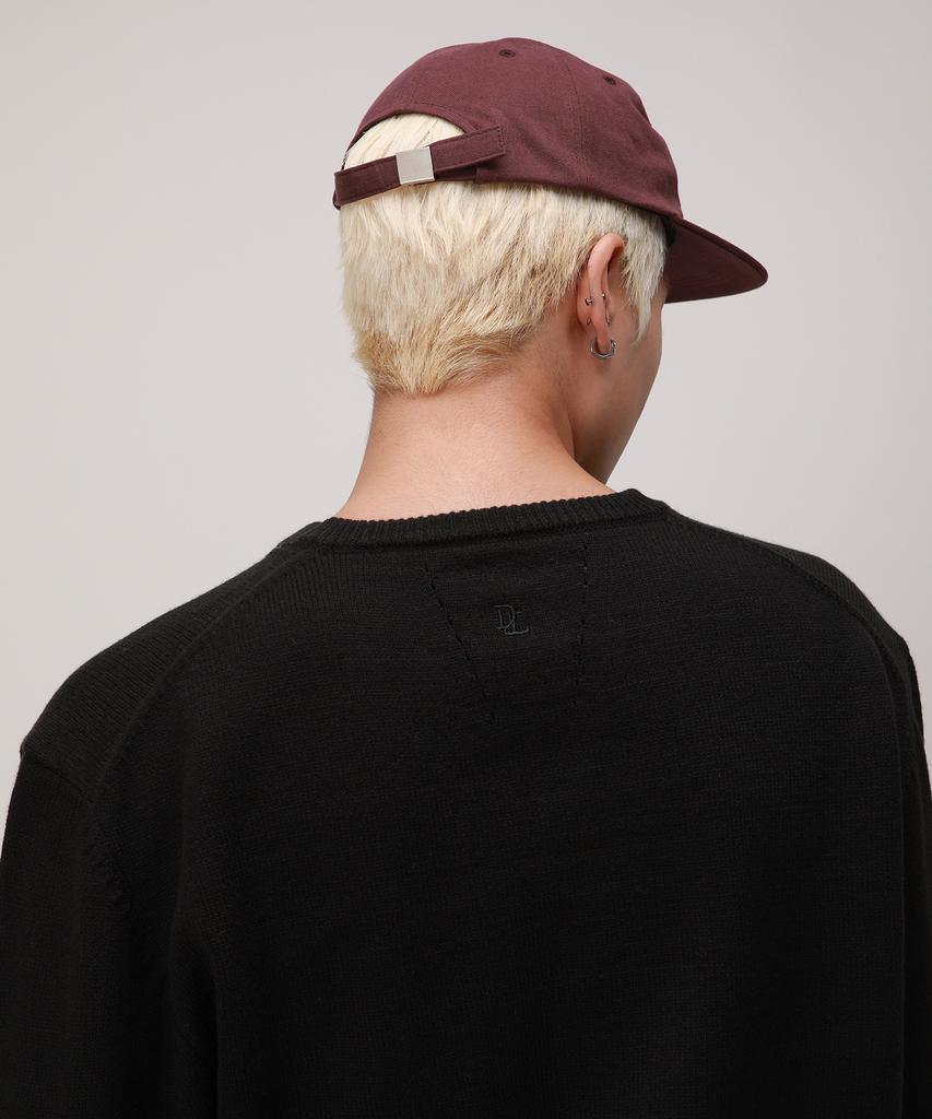 Dibellobeu Daily Henley Neck Round Knit_Black