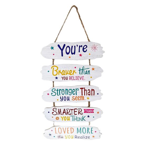 Decorative Hanging Sign with Inspirational Words Wall Decor Solid Wood Positive Quotes Sign