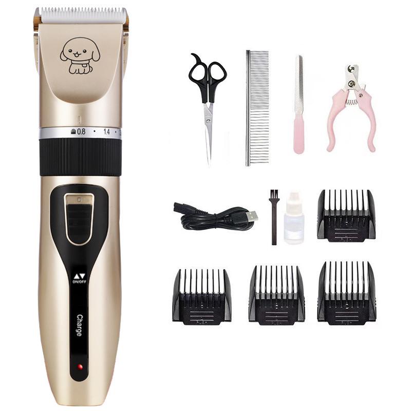 Professional Rechargeable Pet Shaver Kit Ceramic Blade Low Noise Dog Cat Hair Trimmer With 4 Limit Combs