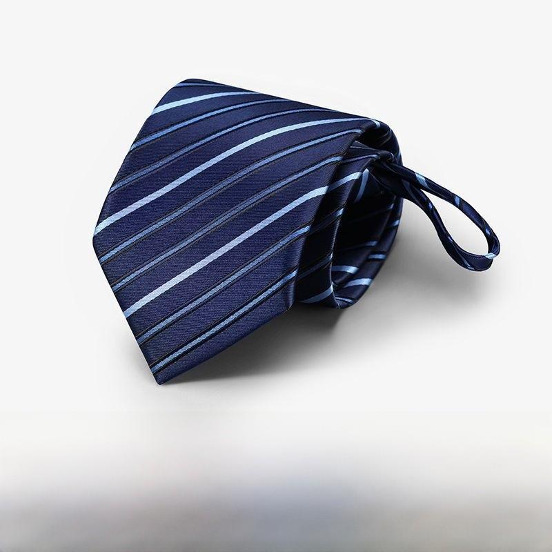Polyester Striped Tie For Men Business Formal Wear With Zipper Closure For Office And Wedding