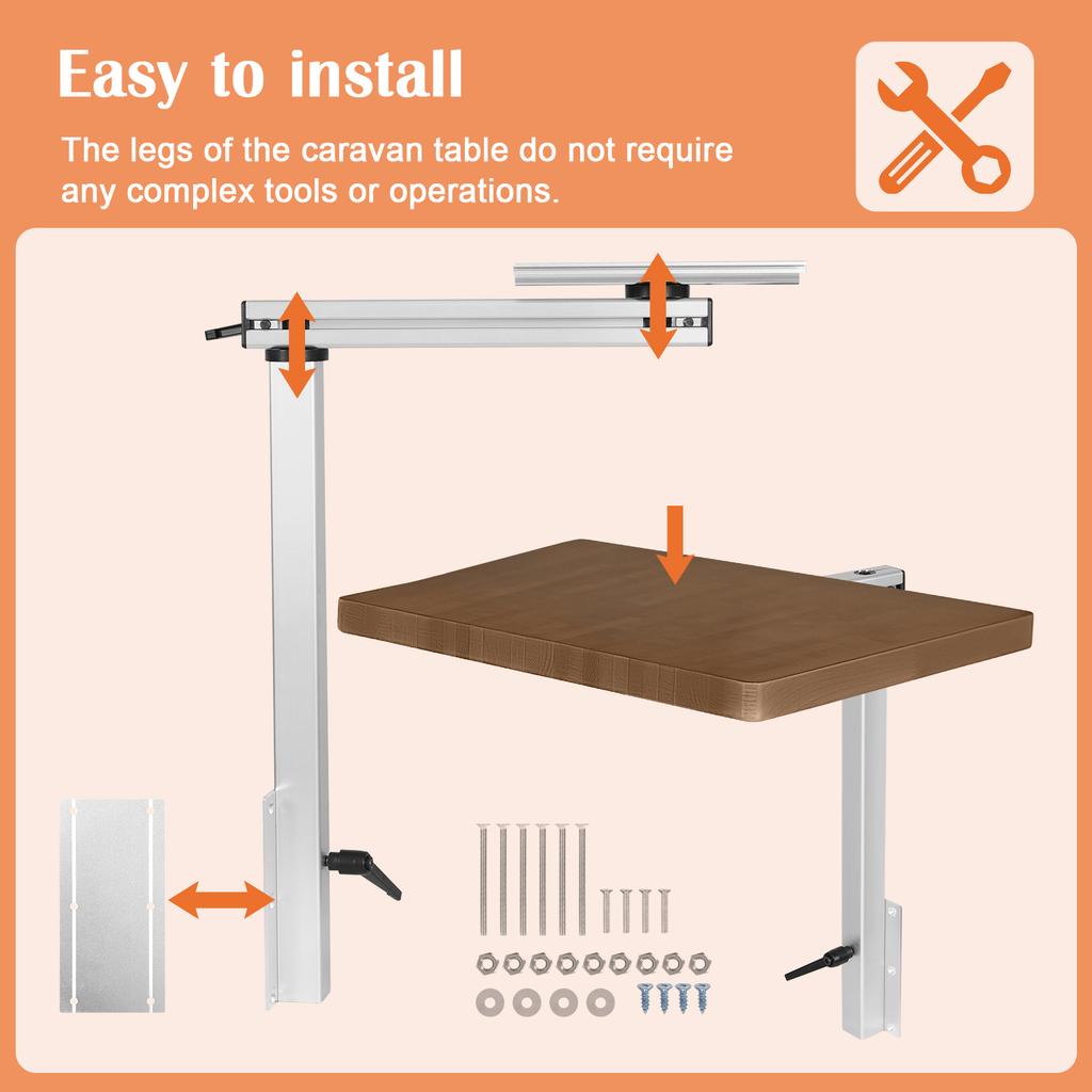 Aluminum Alloy Removable RV Table Leg 360 Degree Swivel Height Adjustable RV Table Leg Bracket Folding Table Leg for RVs