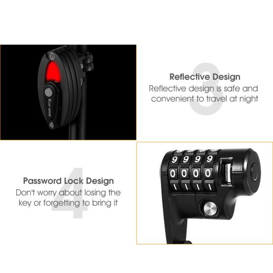 Bike Lock Foldable Password Rust-Proof Anti Theft MTB Road Bicycle Electric Lock for