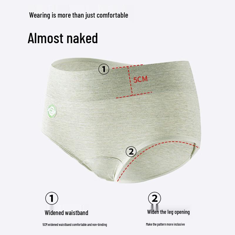 Muwei Women's High-Waist Cotton Antibacterial Briefs 3-Pack