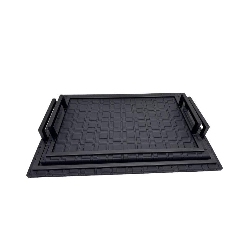 

Contemporary Woven Leather Gold Tray for Home or Hotel Decor 37x24x6 cm