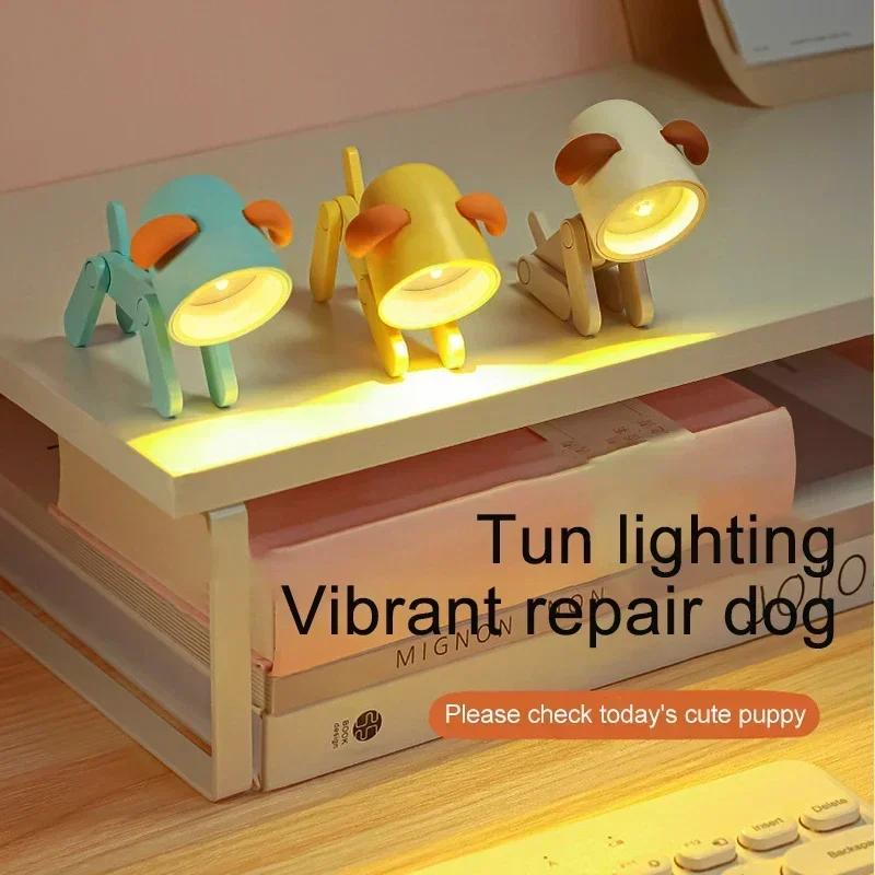 Mini LED Night Light Dog Deer DIY Foldable Desk Lamps Desktop Kids Room Bedside Bedroom Decor Holiday Cute Gifts Ornament