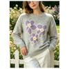 Fashion Three-dimensional Flower Sweater Women's Round Neck Loose Soft Waxy Sweater Autumn And Winter New Slimming Top