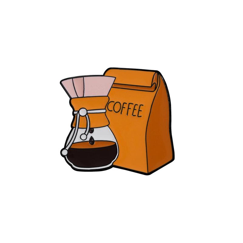 4Styles Funny Cartoon Coffee Theme Enamel Brooches Women Girls Backpack Bag Dress Pins
