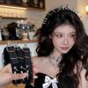 Vintge Punk Spike Lace Headband for Women Cosplay Accessory PU Leather Rivet Headwear Subculture Y2K Headdress Hair Accessories