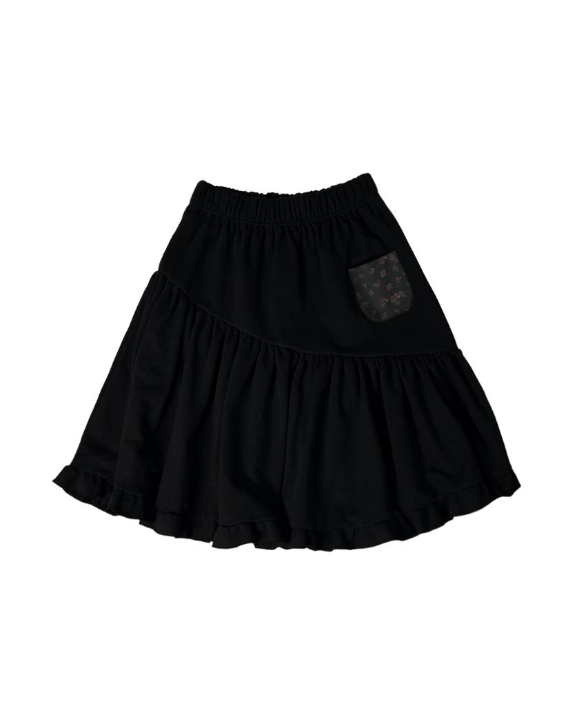 Escape From [Escf X Hot Today] Pocket Point Frill Midi Skirt Black