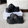 Fashion NEW 8CM Heels Wedge Slides Sandals Women Casual Outdoor Slippers Female Summer Buckle Beach Slipper Walking Chunky Shoes Woman
