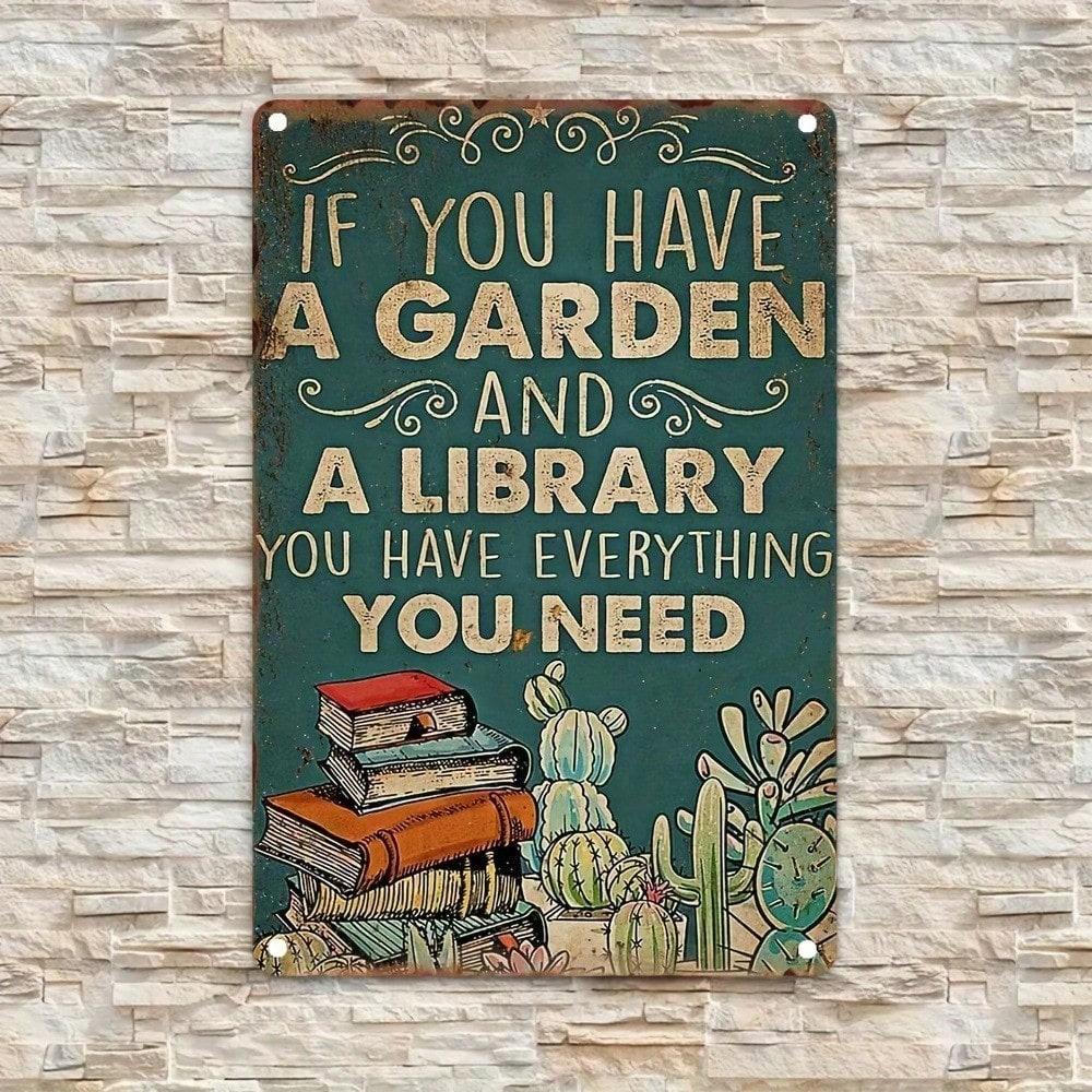 Vintage Metal Wall Sign x Inch Rustic Garden Library Decor Inspira