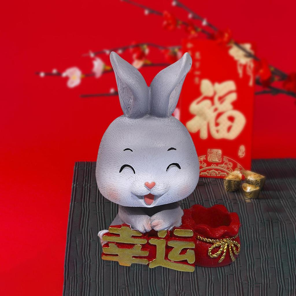 Year Sculpture Decoration Tabletop Teahouse Treasure Bag Resin Statue Figurine for Miniature