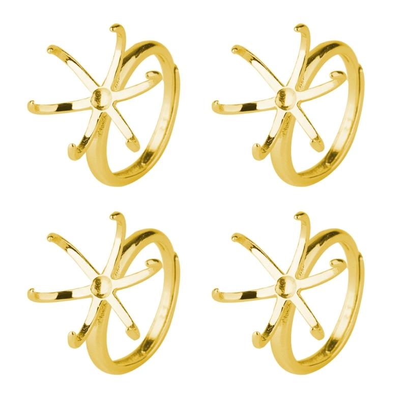 Set of 4 Elegant Blank Claw Rings Support  Adjustable Blank Claw Rings Base Setting Perfect Gift for Jewelry Enthusiasts