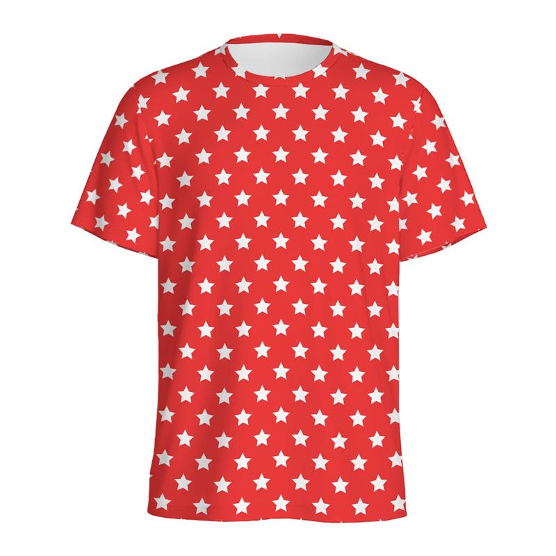 Colorful Star Graphic T-shirt For Men 3D Printed Pentagram T Shirt Casual Tops Short Sleeves Street Loose Round Neck Tee Shirts