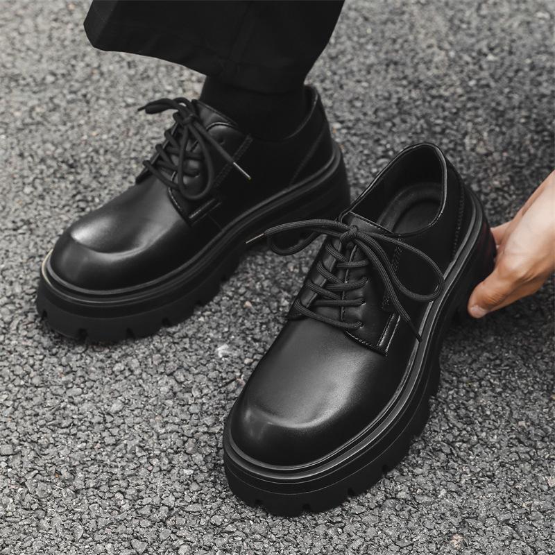 Men's shoes 2024 new business British style casual thick sole heightening big head leather shoes tooling derby shoes 5052-J
